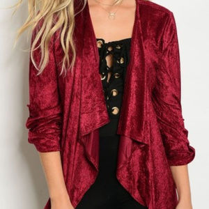 Red Wine Long Open Cardigan Various Sizes